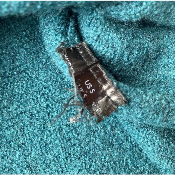 Anthropologie Joy Sweater Sz Small Fringed V-Neck Pullover Dark Teal Womens - Picture 5 of 9
